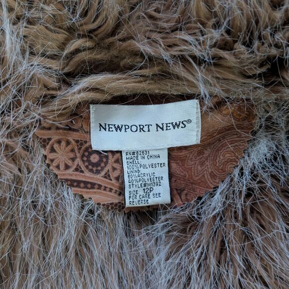 90s Vintage Penny Lane Groovy Faux Fur Jacket Shaggy Afghan Tapestry Trench Coat - Picture 8 of 9